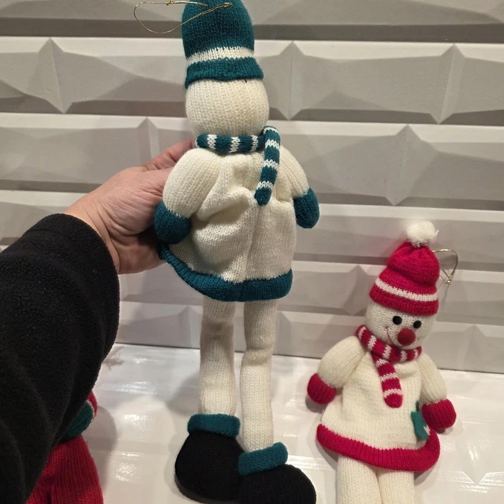 Vintage Crochet Knitted Stuffed Snowman Soft‎ Toy 16